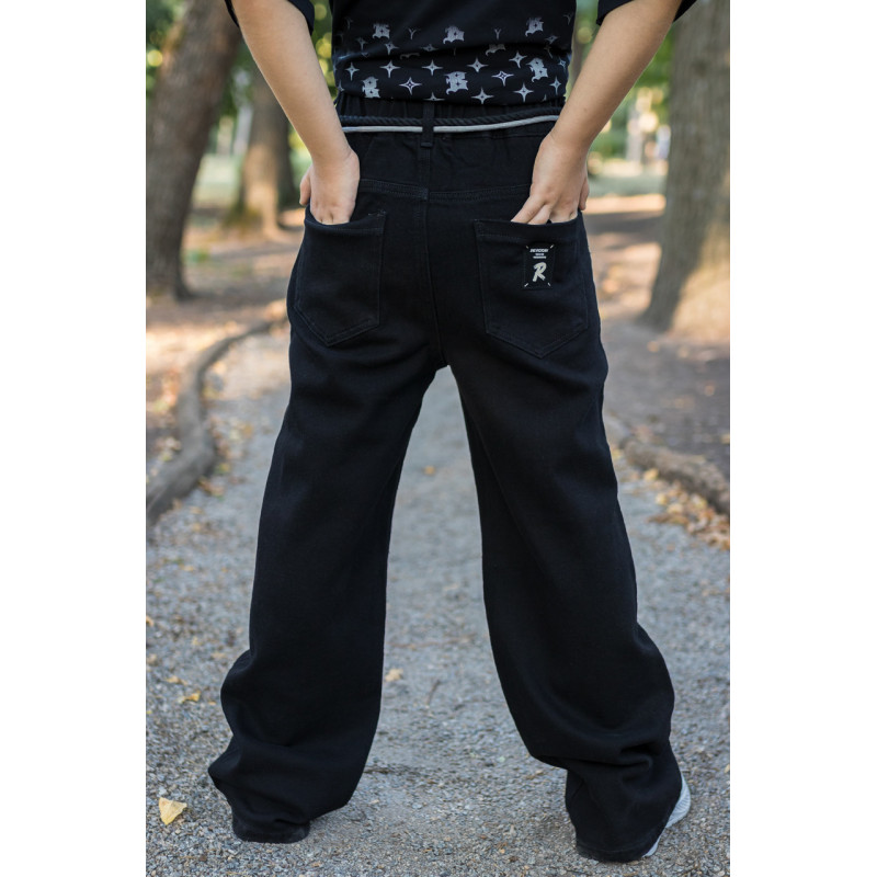 Джинсы Alder багги широкие для мальчика 10-14 лет скейтеры , Черный 160
