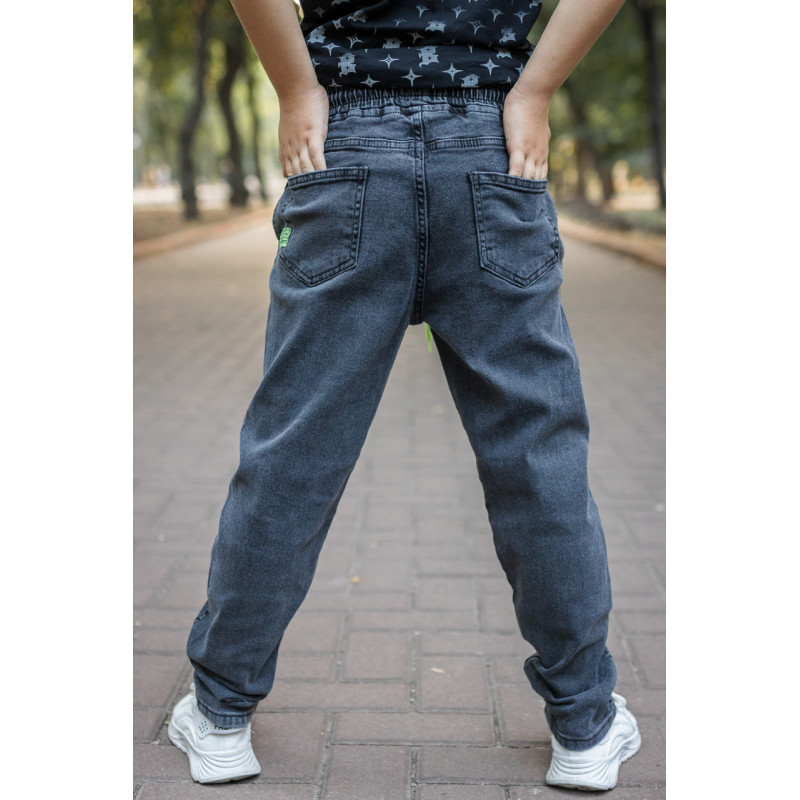 Джинсы Altun мом для мальчика 5-16 лет  с резинкой на поясе , Серый 140