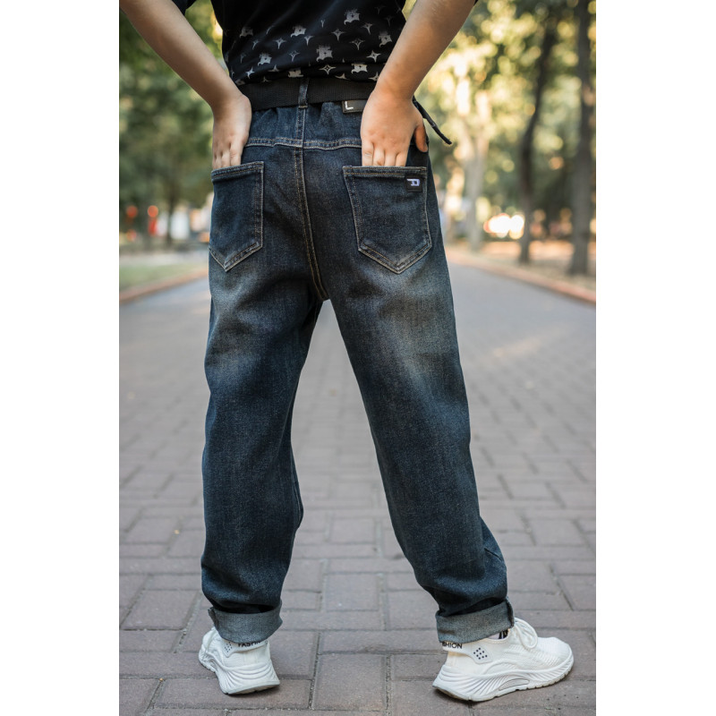 Джинси Alder мом широкі для хлопчика 10-14 років , Чорний 158