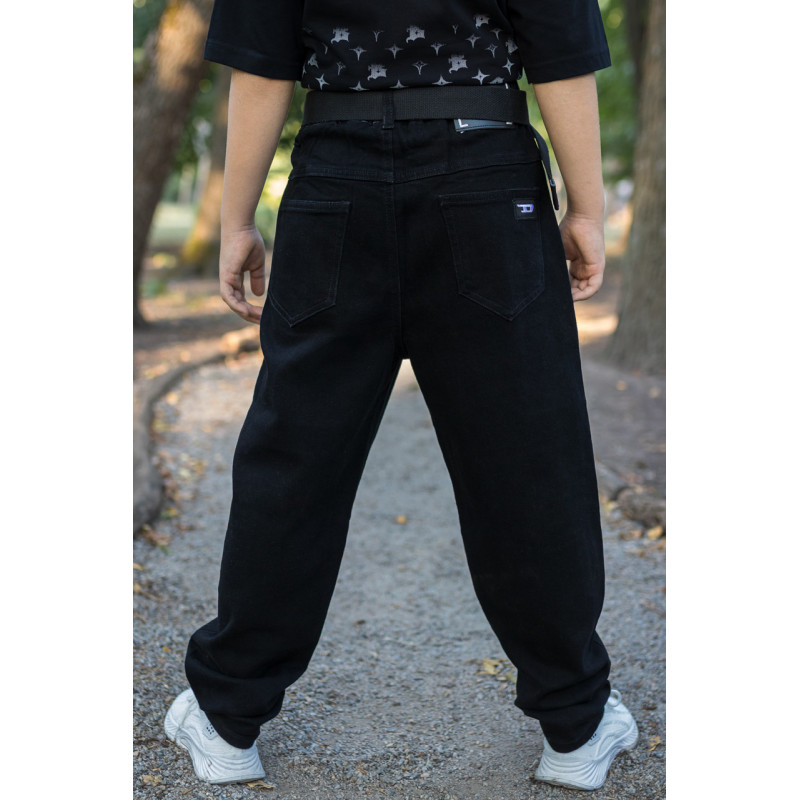 Джинси Alder мом широкі для хлопчика 10-14 років , Чорний 158