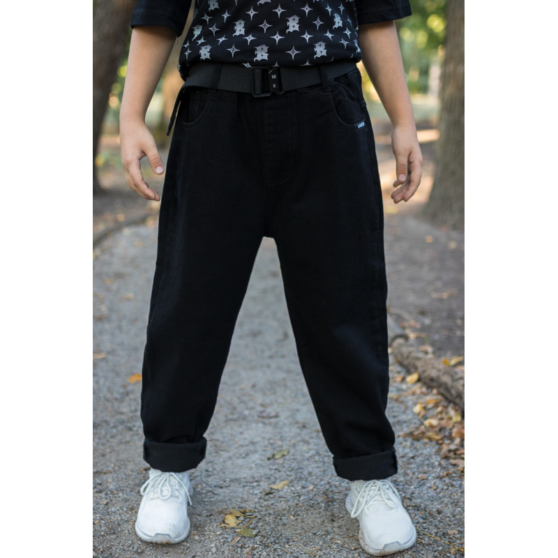 Джинси Alder мом широкі для хлопчика 10-14 років , Чорний 158