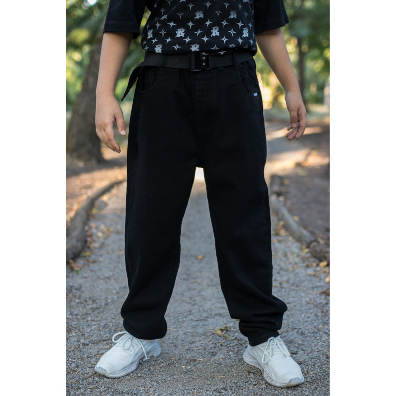 Джинси Alder мом широкі для хлопчика 10-14 років , Чорний 158