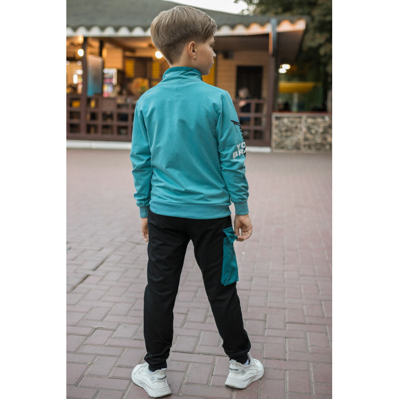 Костюм спортивный F&D для мальчика 7-15 лет стойка , Бирюзовый 128