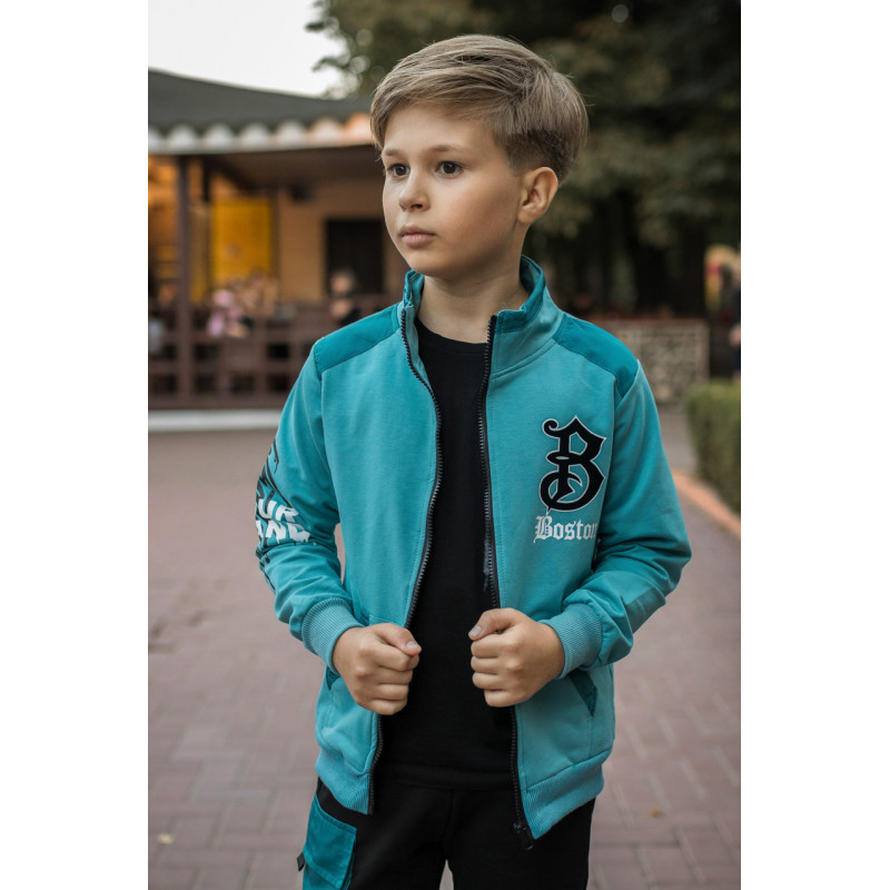 Костюм спортивный F&D для мальчика 7-15 лет стойка , Бирюзовый 128