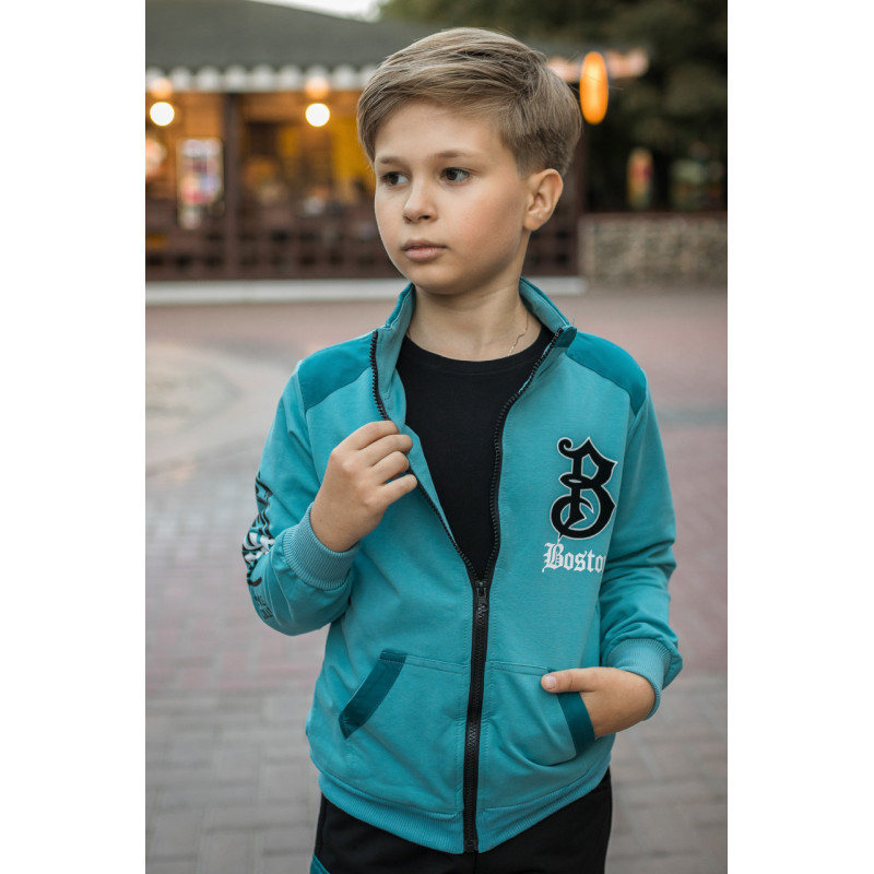 Костюм спортивный F&D для мальчика 7-15 лет стойка , Бирюзовый 128