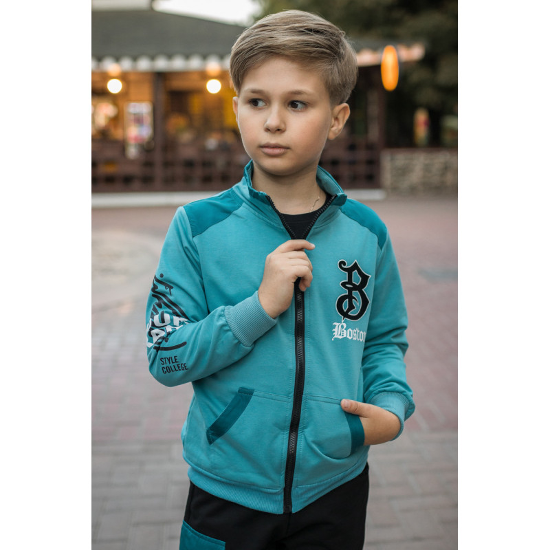Костюм спортивный F&D для мальчика 7-15 лет стойка , Бирюзовый 164