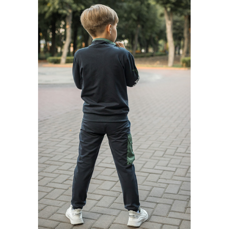 Костюм спортивный F&D для мальчика 7-15 лет стойка , Темно-синий 158