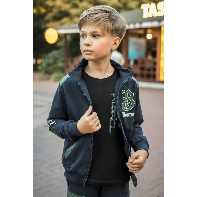 Костюм спортивный F&D для мальчика 7-15 лет стойка , Темно-синий 158