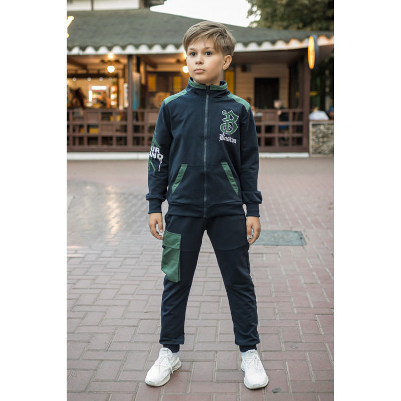 Костюм спортивный F&D для мальчика 7-15 лет стойка , Темно-синий 158