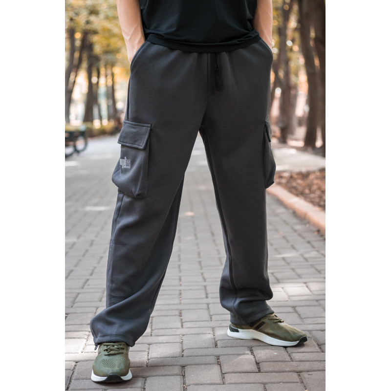 Брюки широкие штаны Panda мужские багги трикотаж , M, Коричневый