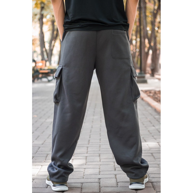 Брюки широкие штаны Panda мужские багги трикотаж , M, Серый