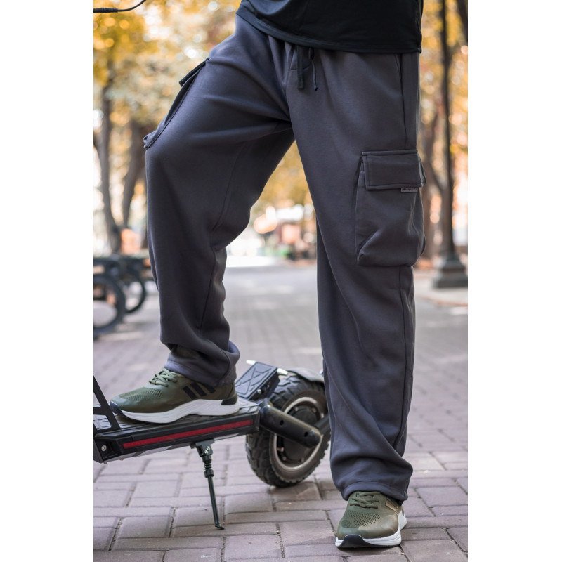 Брюки широкие штаны Panda мужские багги трикотаж , M, Серый