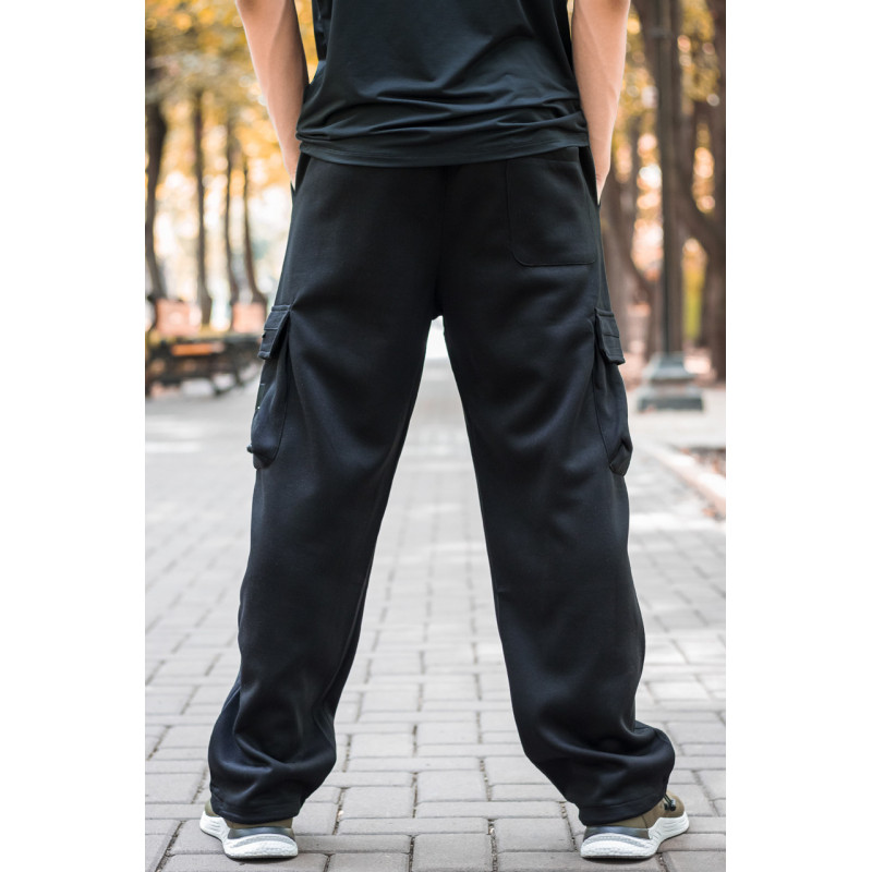 Брюки штаны Panda мужские широкие багги трикотаж , XXXL, Черный
