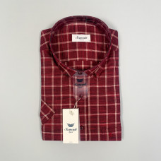 Рубашка Sementi в клетку с коротким рукавом , бордовый, M