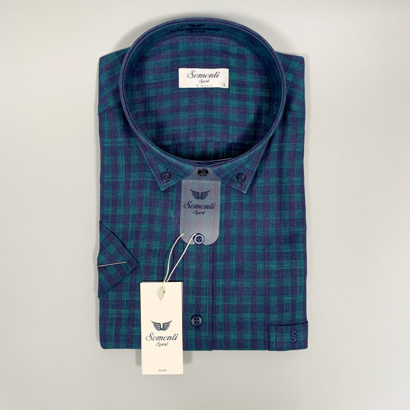 Рубашка в клетку Sementi мужская  , XL, Синий