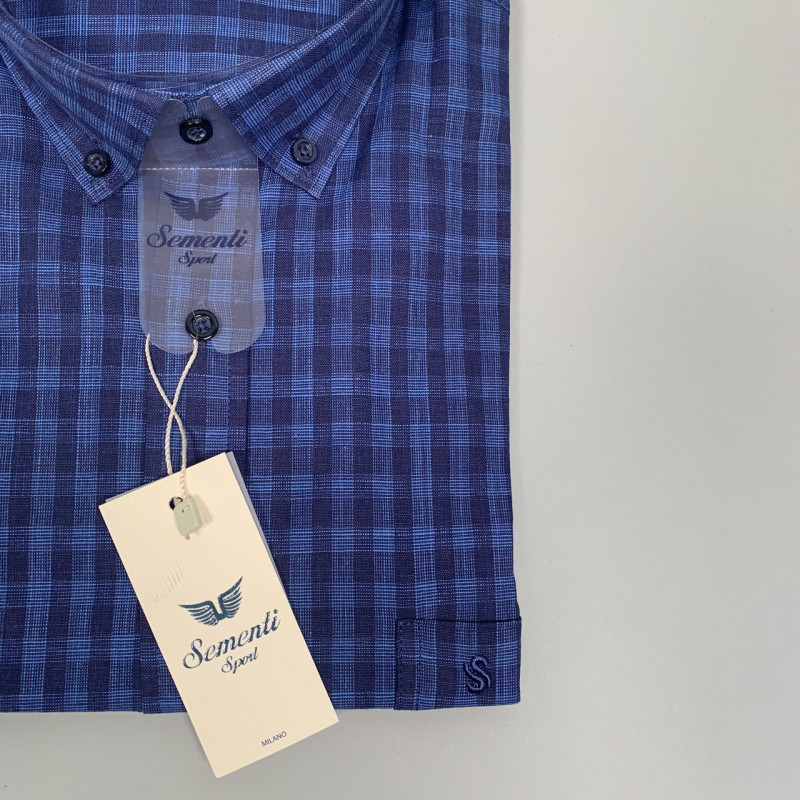 Рубашка в клетку Sementi мужская  , XL, Синий