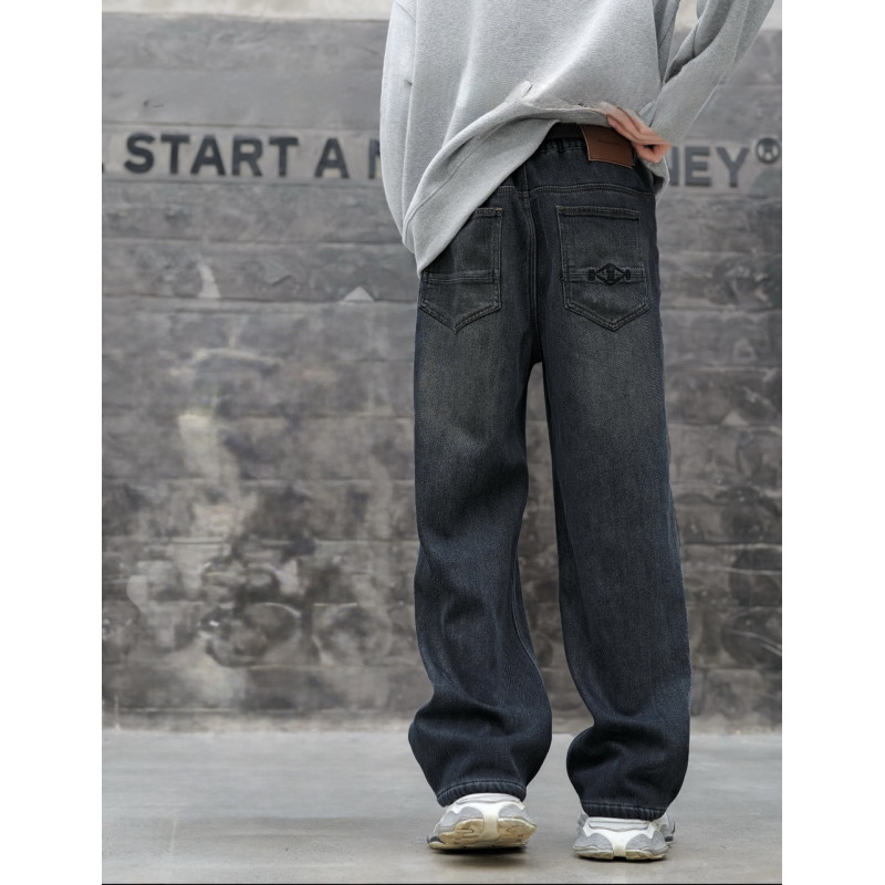 Джинси Alder баггі теплі широкі для хлопчика 10-15 років скейтери на флісі, Синій 152