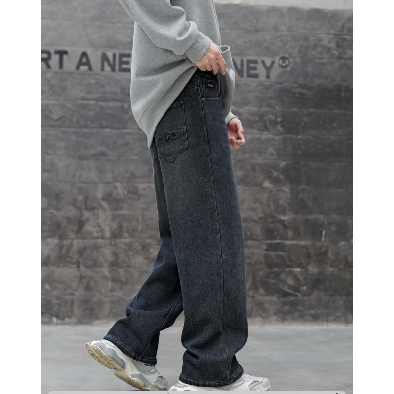 Джинси Alder баггі теплі широкі для хлопчика 10-15 років скейтери на флісі, Синій 152