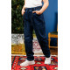 Джинсы Altun мом для мальчика 10-16 лет флис теплые с резинкой на поясе , Темно-синий 146