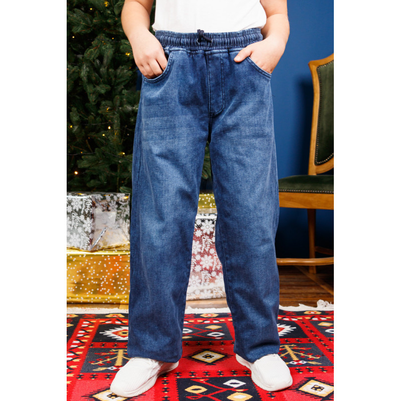 Джинсы Altun теплые багги широкие для мальчика 10-16 лет скейтеры , Синий 170