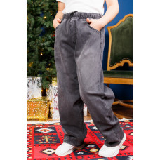 Джинси Altun баггі теплі широкі для хлопчика 10-16 років скейтери фліс, Графіт 170