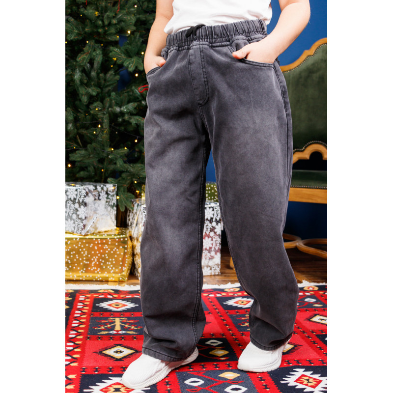 Джинси Altun баггі теплі широкі для хлопчика 10-16 років скейтери фліс, Графіт 170