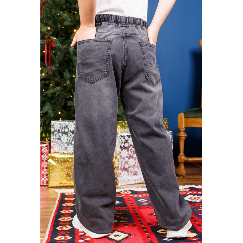 Джинси Altun баггі теплі широкі для хлопчика 10-16 років скейтери фліс, Графіт 170