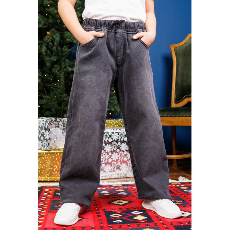 Джинси Altun баггі теплі широкі для хлопчика 10-16 років скейтери фліс, Графіт 170