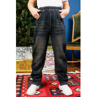 Джинси Alder мом теплі широкі для хлопчика 11-17 років скейтери на флісі, Синій 146