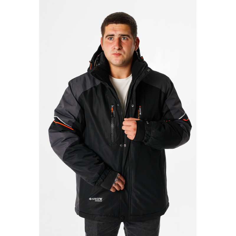 Термокуртка зимняя Snow мужская XXL-8XL большие размеры , Черный,5XL