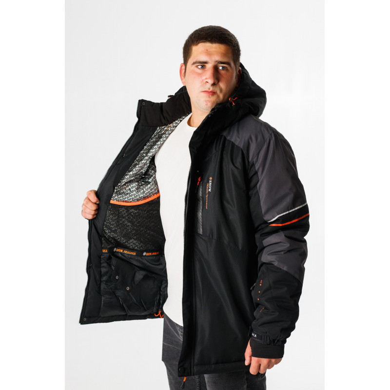 Термокуртка зимняя Snow мужская XXL-8XL большие размеры , Черный,5XL