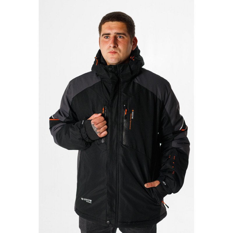 Термокуртка зимняя Snow мужская XXL-8XL большие размеры , Черный,5XL