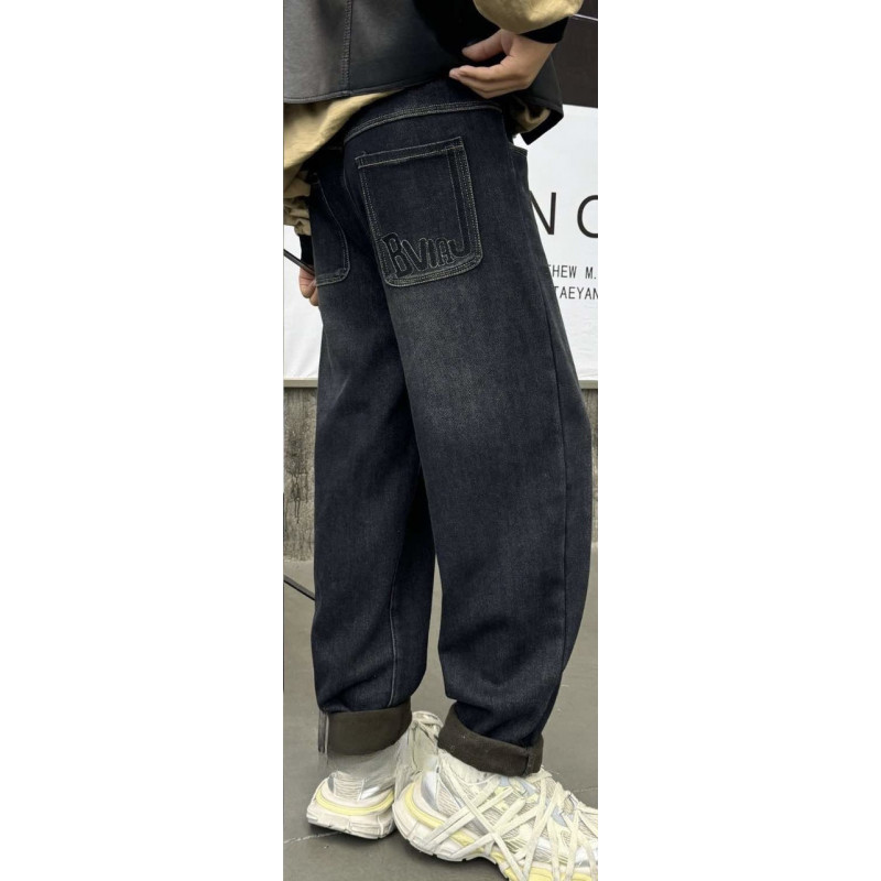 Джинси Alder мом теплі широкі для хлопчика 11-17 років скейтери на флісі, Синій 146