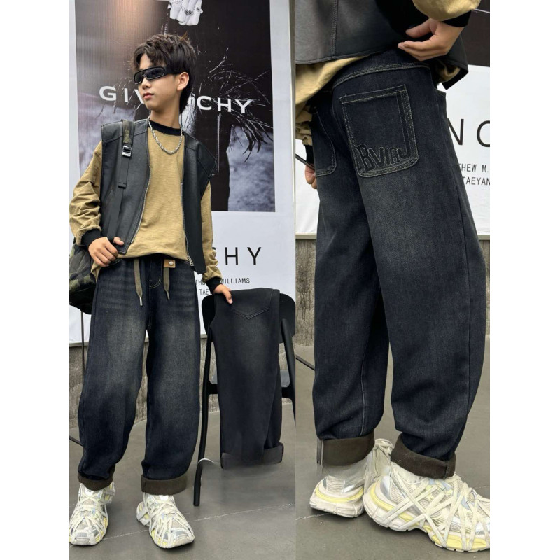 Джинси Alder мом теплі широкі для хлопчика 11-17 років скейтери на флісі, Синій 146