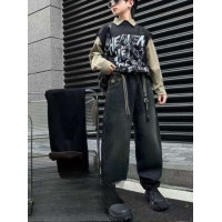 Джинсы Alder мом теплые широкие для мальчика 11-17 лет  на флисе , Синий 164