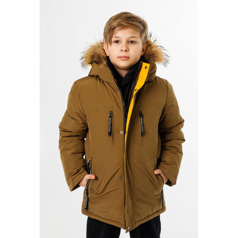 Куртка зимняя Imydaq Style для мальчика 10-15 лет арт.2190, Горчичный, 158
