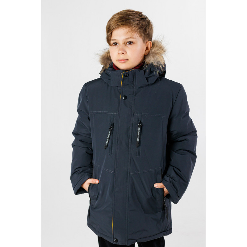 Куртка зимняя Imydaq Style для мальчика 10-15 лет , Графит, 140