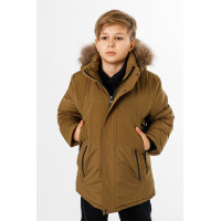 Куртка зимняя Imydaq Style теплая для мальчика 10-15 лет , Горчичный, 164