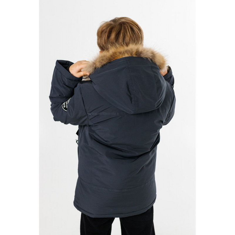 Куртка зимняя Imydaq Style теплая для мальчика 10-15 лет , Графит, 140