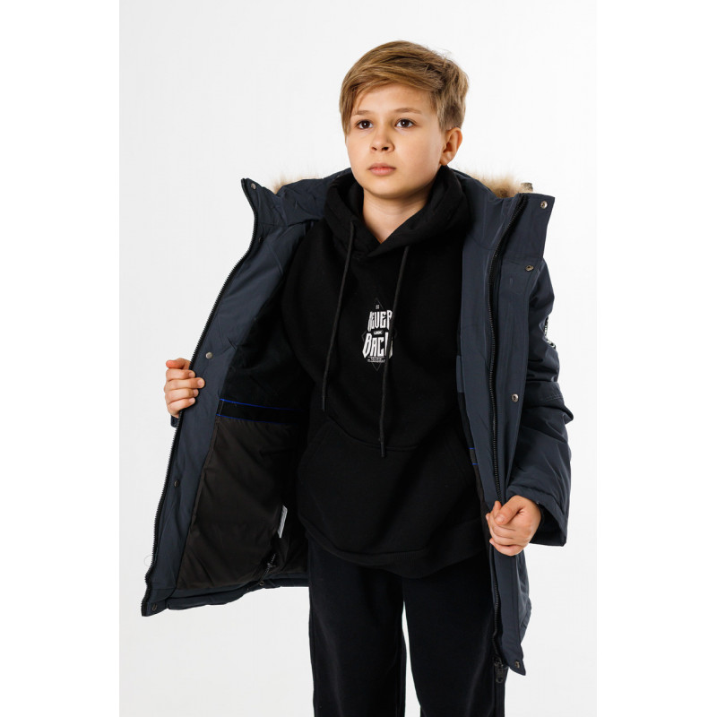 Куртка зимняя Imydaq Style теплая для мальчика 10-15 лет , Графит, 140