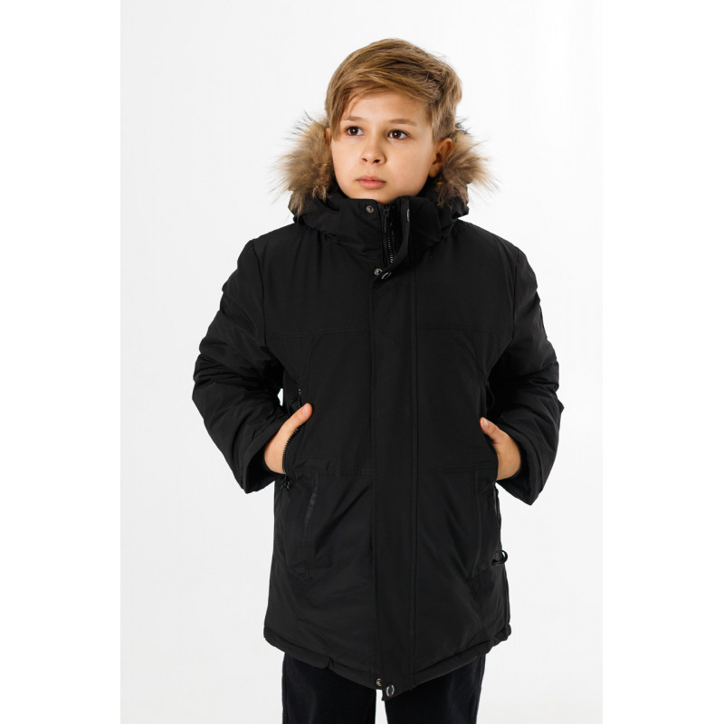 Куртка зимняя Imydaq Style теплая для мальчика 10-15 лет , Графит, 140