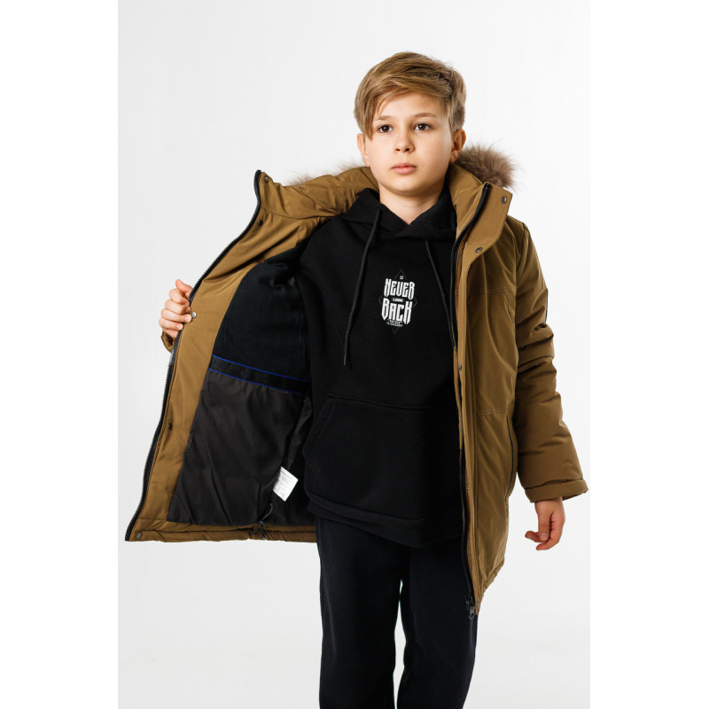 Куртка зимняя Imydaq Style теплая для мальчика 10-15 лет , Горчичный, 164