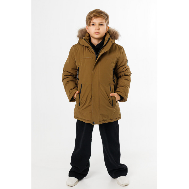 Куртка зимняя Imydaq Style теплая для мальчика 10-15 лет , Горчичный, 164