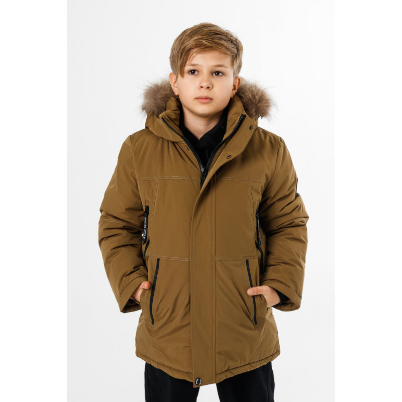Куртка зимняя Imydaq Style теплая для мальчика 10-15 лет , Горчичный, 164
