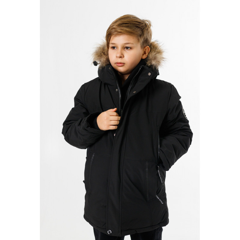 Куртка зимняя Imydaq Style теплая для мальчика 10-15 лет , Черный, 140