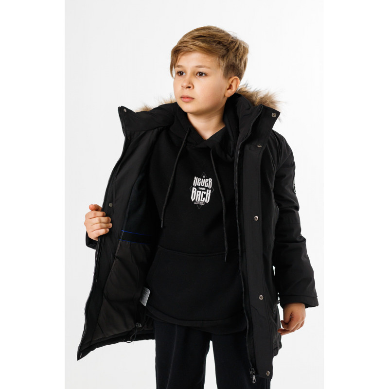 Куртка зимняя Imydaq Style теплая для мальчика 10-15 лет , Черный, 140