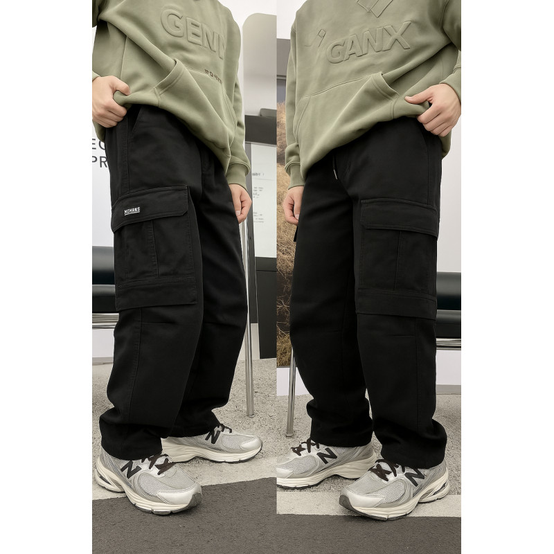 Штани широкі карго Alder баггі теплі вуличний стиль хлопчику 10-17 років скейтери на флісі, Чорний 164