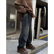 Джинсы скейтеры BZ Bear теплые широкие для мальчика 10-15 лет багги на флисе , Синий 158