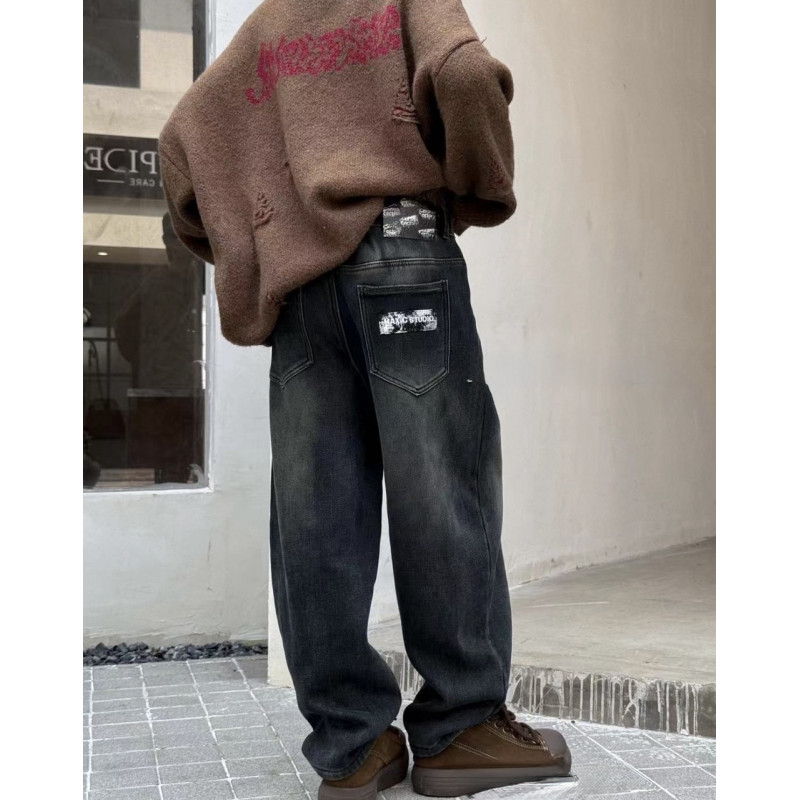 Джинсы скейтеры BZ Bear теплые широкие для мальчика 10-15 лет багги на флисе , Синий 158