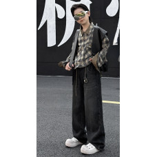 Джинсы багги Alder теплые скейтеры широкие для мальчика 12-17 лет на флисе , Синий 176